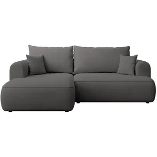 Selsey Eckschlafsofa Ovo Mini Dunkelgrau Easy-Clean-Chenille-Bezug , Textil , Ottomane links,L-Form , 238x156 cm , Wohnzimmer, Sofas & Couches, Wohnlandschaften, Ecksofas