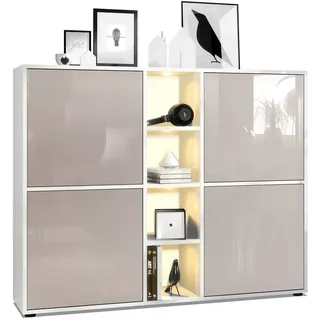Vladon Highboard Sand, Holzwerkstoff, 130.5x105.5x35.5 cm, Wohnzimmer, Kommoden, , Sideboards, Highboards