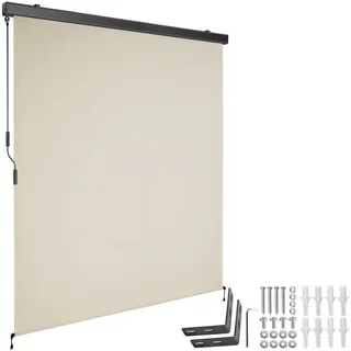 tectake Senkrechtmarkise Eloise,inkl. Wandhaltern,beige , Textil , 160x250 cm , Ce , Sonnenschutz, Sichtschutz