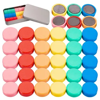 Wukong 36 Stück Circle Magnete für Whiteboard, 6 Farben Fridge Magnete für Magnettafel, Schule, Seminare, Kühlschrankmagnet Schließfächer und Foto Ø 20 mm, 8mm Dicke