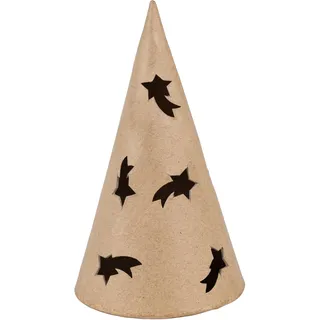 Décopatch NO068C - Pappmaché, großer Kerzenhalter, Tannenbaum mit Sternschnuppen 20x20x50 cm, zum Dekorieren, für Weihnachten, Kartonbraun, 1 Stück