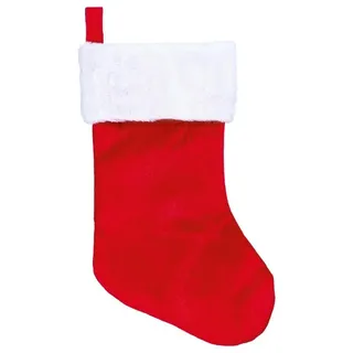 Weihnachtsstrumpf 43CM Rot mit Weiß Fell Manschette Dekoration