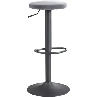 Manahee Design | Barhocker Samt Dunkelgrau | Ohne Lehne | 58-79 cm | Polyester Stoff & Metall - Dunkelgrau, Schwarz