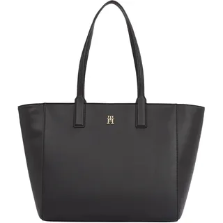 Tommy Hilfiger Damen Tote Bag Tasche Soft Logo mit Reißverschluss, Schwarz (Black), Einheitsgröße