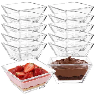 APACALI Crystalia Dessertschalen Glas Set 12, 230ml Dessertbecher & Salatschüssel Glas, 100% BLEIFREI, Transparente Glasschüssel für Desserts & Salate (100x50 mm)