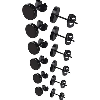 Feilok Edelstahl Ohrstecker Set schwarz Runde Ohrstecker Ohrringe Stud Creolen ordentlich Ohrringe Kit für Frauen Männer 3mm-8mm 6 Paar