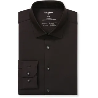 Businesshemd OLYMP "No. Six 24/Seven super slim", Herren, Gr. 45, N-Gr, schwarz, Web, Obermaterial: 92% Baumwolle, 8% Elasthan, sehr schmal, Hemden Businesshemd, in bequemer Jersey-Qualität