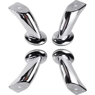4er Set Möbelbeine Metall | Schrankfüße [Höhe-12 cm] | Beine für Sofas, Bett, Stühle, Couchtische, Schränke und andere Möbel | Sockelfuß | Tischbeine - Möbelfüße | Sofafüße | Schrankfuß - Silber