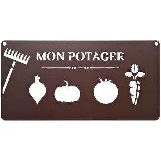 Wandschild aus Metall "Mein Gemüsegarten" – 25 x 12,5 cm, Stahl mit Epoxidfarbe, wetterfest, Dekoration für den Außenbereich, für Garten und Terrasse, Antikeisen
