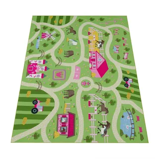Paco Home »Bino 560« rechteckig 4 mm Höhe Kurzflor, Straßen-Spiel-Teppich, Motiv Bauernhof, Kinderzimmer,