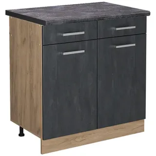 Vicco Schubladenschrank Vicco Küchenunterschrank R-Line 80 x 81,6 x 60 cm Schwarz