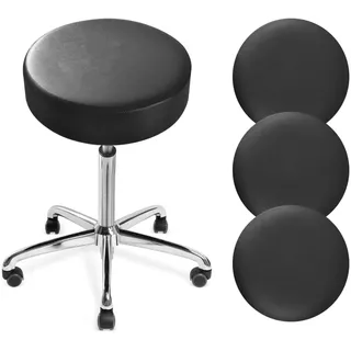 DONGKER Hocker Bezug Rund, 4 Stück PU-Leder Hockerbezug, Durchmesser 30-36cm, Dehnbar Knitterfrei Hocker Rundbezug für den bezug für Barhocker Rund