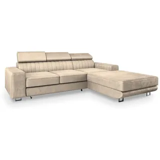 masseno Eckcouch Polyester 2-Sitzer Creme
