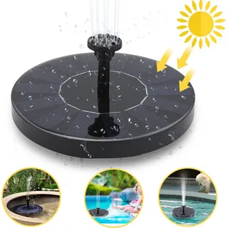 Yakimz Solar Springbrunnen Outdoor Solar Teichpumpe mit 1.5W Solar Panel Solarpumpe Wasserpumpe Fontäne Schwimmender Brunnen für Gartenteich Springbrunnen Fisch Behälter Kleiner Teich