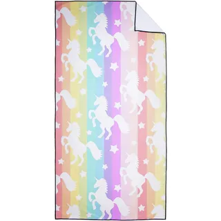 Violetpos Schnell Trocknende und Leichte Strand Handtücher Strandtuch groß 90x180 cm Schnelltrocknendes Mikrofaser Bedrucktes mit Regenbogenstreifen Sterne Einhörner