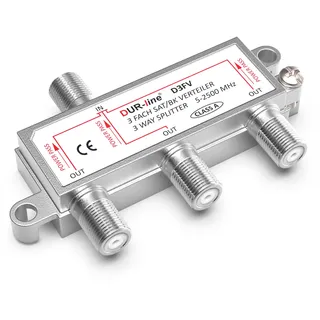 DUR-line SAT & BK-Verteiler - 3-Fach Splitter - voll geschirmt - Unicable & HD tauglich - für Sat-Anlagen DVB-S2 - BK, UKW, DC-Durchlass, TV Antennen