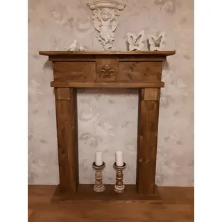 Dekokamin braun "Antik", Kaminumrandung braun, Kaminkonsole - Nussbaum