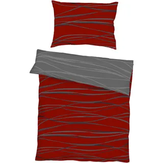 KAEPPEL MOTION Gestreift Rot/Grau 155 x 220 cm + 2 x 80 x 80 cm