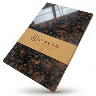 Granivio Granit Schneidebrett Servierbrett und Herdabdeckplatte Made in Germany edle Unterlegplatte aus massivem Naturstein (Tan Brown 60x40)