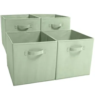 EZOWARE 4er-set Folding Aufbewahrungskörben, faltbare Würfelboxen aus Stoff für Kinderspielzeug, Kinderzimmer-Organizer, Schrank, Zuhause – 33 x 37 x 33 cm - Pastell Green