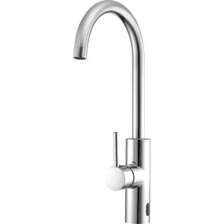 SucceBuy Berührungsloser Waschtischhahn (verchromtes Silber) für Badezimmer, automatischer Sensor-Wasserhahn, manuelle Steuerung, Spültischarmatur, Waschbeckenmischer für Toiletten und Waschbereiche