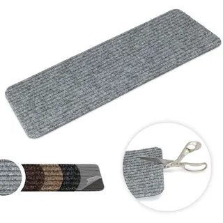 Kettelservice-Metzker Stufenmatte Treppenteppich Tulus Rechteckig Aufleger selbstklebend 60x25cm Grau 20 Stück