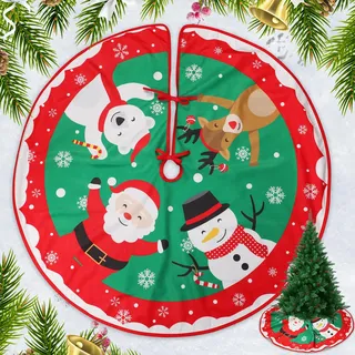 Weihnachtsbaumdecke,GeeRic Weihnachtsbaumdecke Rund,90 cm Christbaumdecke Christmas Tree Skirt Tannenbaum Teppich Weihnachtsbaumständer Abdeckung für Christbaumständer Christbaum