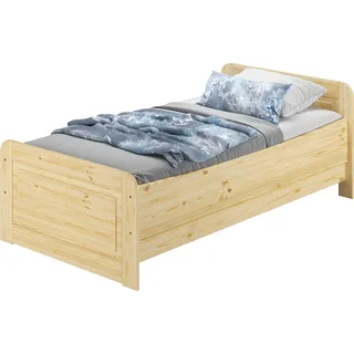 Seniorenbett extra hoch 100x200 Einzelbett Holzbett Gästebett Massivholz Zubehör wählbar V-60.42-10ohne Zubehör - Naturbelassen
