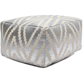 kreatives Wohnen Fußhocker Sitzhocker 55x37x55 cm Pouf Kelim Bodenkissen Peru schwarz Taupe gelb türkis metallic Silber Sitzwürfel