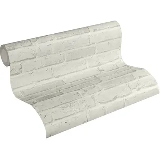 A.S. Création Vliestapete Best of Wood`n Stone 2nd Edition Tapete in Stein Optik fotorealistische Steintapete Backstein 10,05 m x 0,53 m grau Made in Germany 355814 35581-4