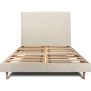 Bett mit Kopfteil – Korbgeflecht-Canvas-Stoff - 140 x 200 cm - Beige