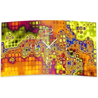 Abstrakt Digital Art bunt Designer Wanduhr modernes Wanduhren Design leise kein ticken DIXTIME 3D-0254 - Gelb