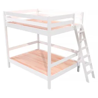 Etagenbett 2-Sitzer 160x200 für Erwachsene Treppe Holz Sylvia - Weiß - Weiß