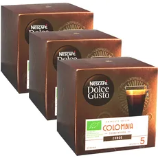 NESCAFÉ Dolce Gusto Colombia Lungo 36 Kaffeekapseln (100% biologischer Anbau, Hochland Arabica Bohnen, Bio-Kaffee, Feine Crema, Absolut Origin, Aromaversiegelte Kapseln) 3er Pack (3 x 12 Kapseln)