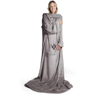 Blumtal Kuscheldecke mit Ärmeln & Fußsack – 170/200 cm, Grau , Textil , Rechteckig , 170x200 cm , Oeko-Tex® Standard 100 , Heimtextilien, Wohntextilien, Decken, Kuscheldecken