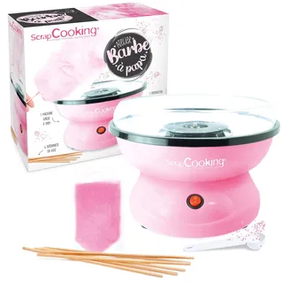 ScrapCooking – Zuckerwattemaschine Für Zuhause - Cotton Candy Factory Ø 28 cm- Mit Stäbchen, Messlöffel, Süße Zubereitung - Elektrisches Gerät - Geburtstagsparty - Rosa - 3900