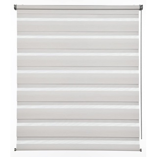 GARDINIA Doppelrollo de luxe, Duo-Rollo, Seitenzugrollo, Transparente und blickdichte Streifen, Verstellbar, 80 x 180 cm, Creme-melange