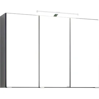 Bologna 3D-Spiegelschrank, graphitgrau, LED-Aufbauleuchte - Grau