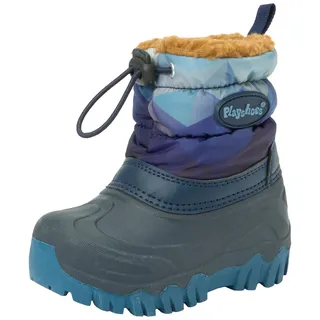 Playshoes Winter-bootie Berge Unisex Kinder Schneestiefel, Blau Berge, 22/23 EU