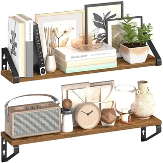 VASAGLE Wandregal 60 cm vintagebraun-Mattschwarz