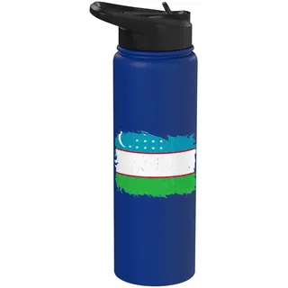 Usbekische Wurzeln, usbekischer Stolz, Vintage-Karte, usbekische Flagge Stainless Steel Insulated Water Bottle