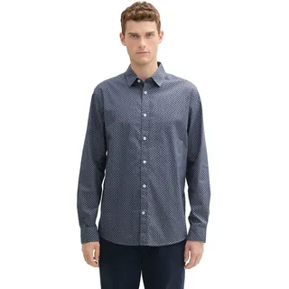 TOM TAILOR Herren Regular Fit Hemd mit Muster, 36667 - Stormy Blue Fade Stripe Design, XXL