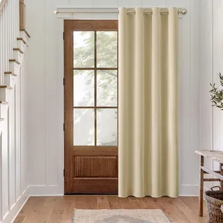 MIULEE Verdunklungsvorhang Beige-gelb Blickdichte Vorhänge mit Ösen Thermovorhang Hitzeschutz Türvorhang 1 Stück H 225 x B 140 cm Tür Gardinen Abdunkelnde Wohnzimmer Schlafzimmer Blackout Curtain
