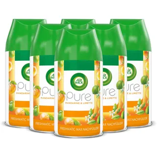 Air Wick Freshmatic Max Raumspray – Nachfüller für den Air Wick Freshmatic Max – Duft: Pure Mandarine und Limette – 6 x 250 ml Nachfüller