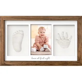 KeaBabies Baby Handabdruck und Fußabdruck Set Ton Andenken (Medium Oak) | Handabdruck Andenken Rahmen, Neugeborenen Bilderrahmen fur Mädchen und Junge, Personalisierte Geschenke Baby fur Neue Mom