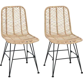 vidaXL Esszimmerstuhl 2 pcs Rattan und Eisen Natur 44,5 x 54,5 x 85 cm - Braun