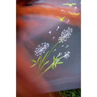 Vervaco Stickpackung Tischdecke Sticken Set Erwachsene Vorgedruckt Blumenflaum Stickdecken Vorgezeichnet Decke Sticken Stickpackung Plattstich 80 x 80 cm Stoff zum Sticken Kreatives Geschenk