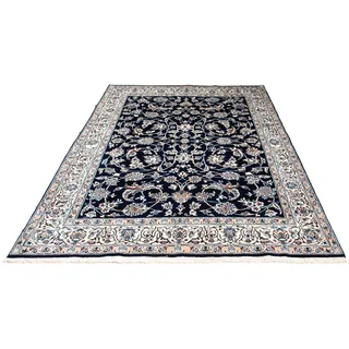 morgenland Orientteppich »Perser - Nain - Royal - 228 x 155 cm - dunkelblau«, rechteckig, 10 mm Höhe, Wohnzimmer, Handgeknüpft, Einzelstück mit Zertifikat, blau