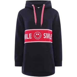 Zwillingsherz Sweatshirt, mit Kapuze, "Smile"-Print und Neonbändern, blau