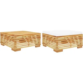 vidaXL 2-tlg. Garten-Lounge-Set Massivholz Teak - Creme